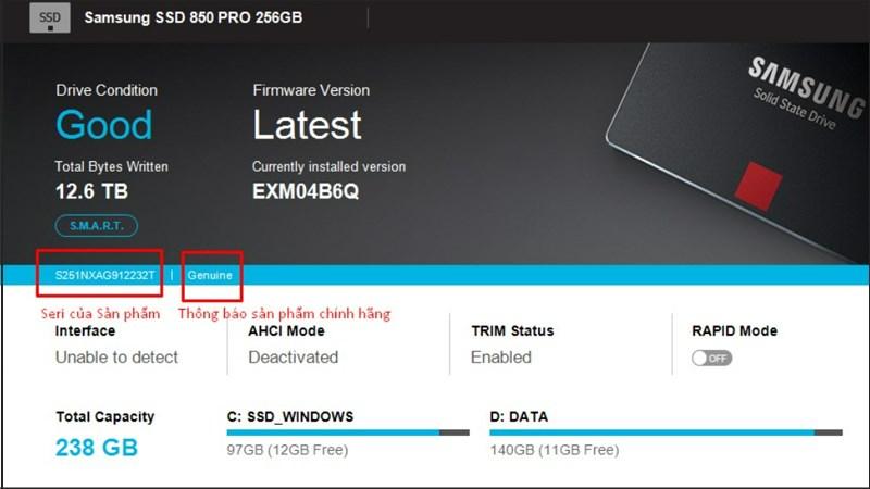 Check bảo hành SSD Samsung