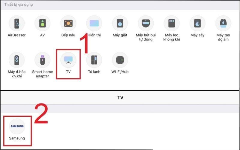  Chọn TV > chọn thương hiệu Samsung 