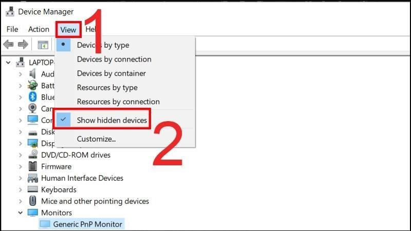 Chọn View > Show hidden devices