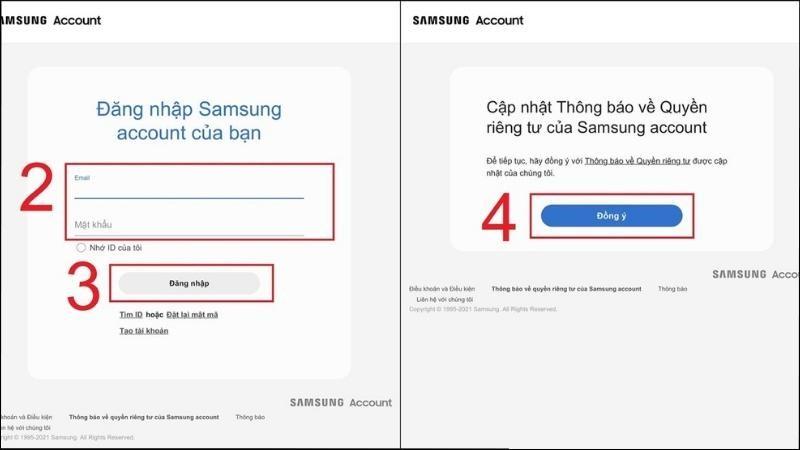 Đăng nhập tài khoản Samsung Account để sử dụng ứng dụng