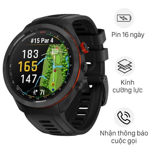 Đồng hồ thông minh Garmin Golf Approach S70 dây silicone hiển thị hệ thống sân Golf rộng khắp