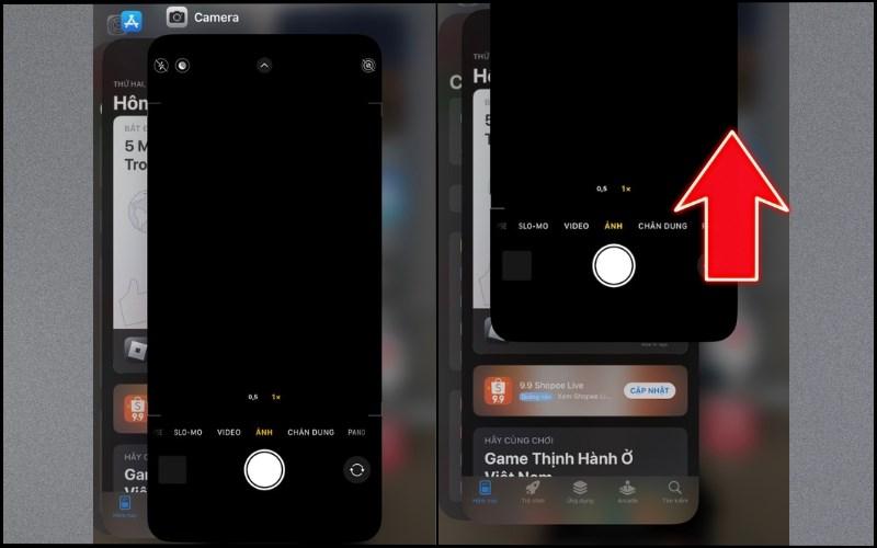 Đóng ứng dụng máy ảnh để đèn pin iPhone hoạt động