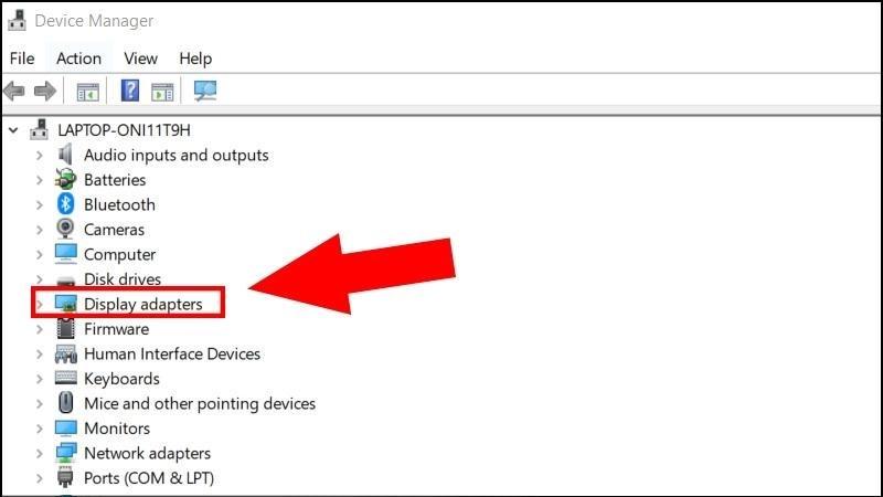 Nhấn đ&uacute;p v&agrave;o Display adapters