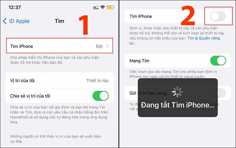 Tắt chế độ T&igrave;m iPhone