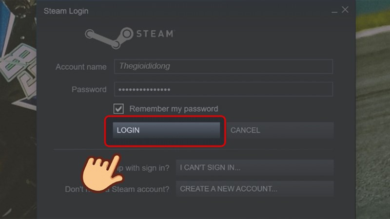 alt text: Đăng nhập Steam