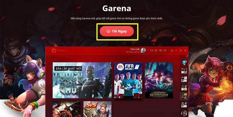 alt text: Nút tải Garena