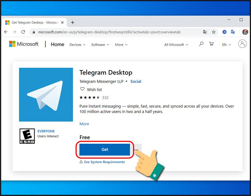 alt text: Nút tải Telegram trên Microsoft Store