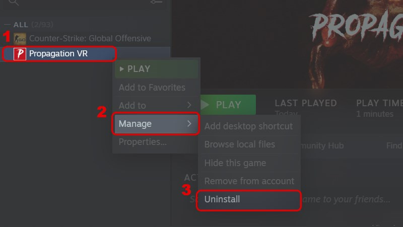 alt text: Xóa game trên Steam