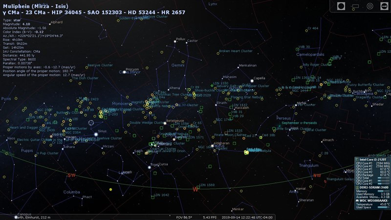 Ảnh minh họa t&iacute;nh năng Stellarium