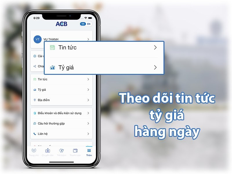 Cập nhật thông tin tài chính trên ACB Online Banking.