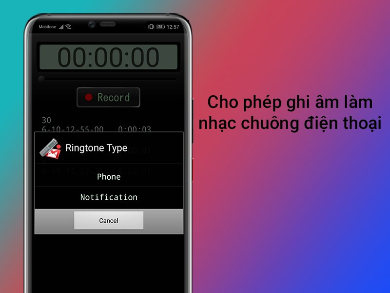 Cho ph&eacute;p c&agrave;i bản ghi &acirc;m l&agrave;m nhạc chu&ocirc;ng điện thoại.