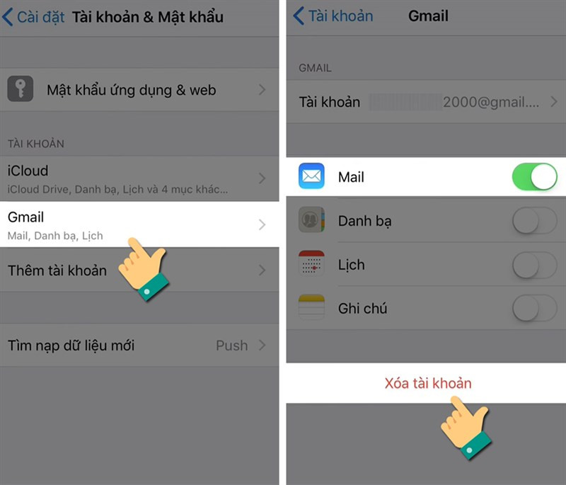 Chọn tài khoản Gmail