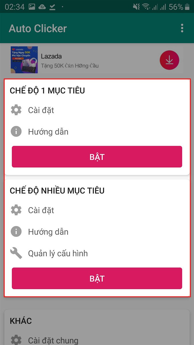 Có 2 chế độ để bạn lựa chọn: chế độ 1 mục tiêu và chế độ nhiều mục tiêu