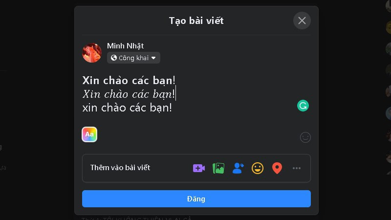 Dán nội dung vào Facebook