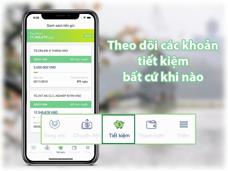 Gửi tiết kiệm trên ứng dụng ACB Online Banking.