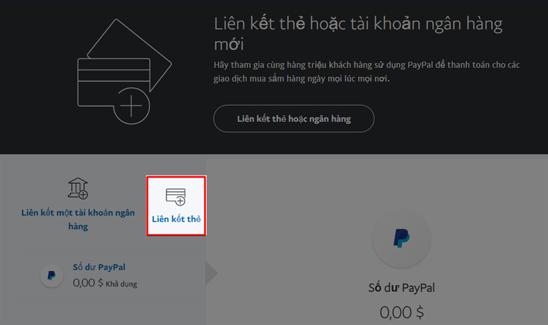 Liên kết thẻ ngân hàng với PayPal