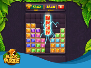 Màn hình chơi game Block Puzzle Jewel Legend với các khối hình đầy màu sắc