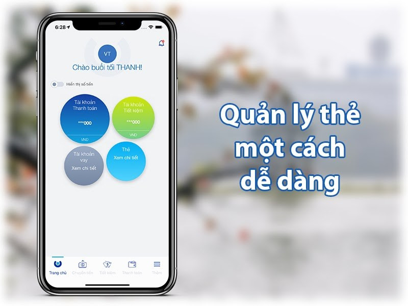 Quản lý thẻ trên ACB Online Banking.