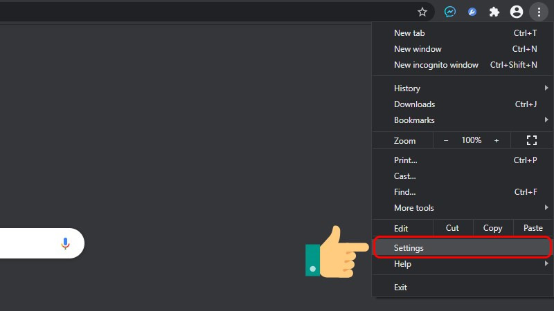 Vào Settings trên Chrome