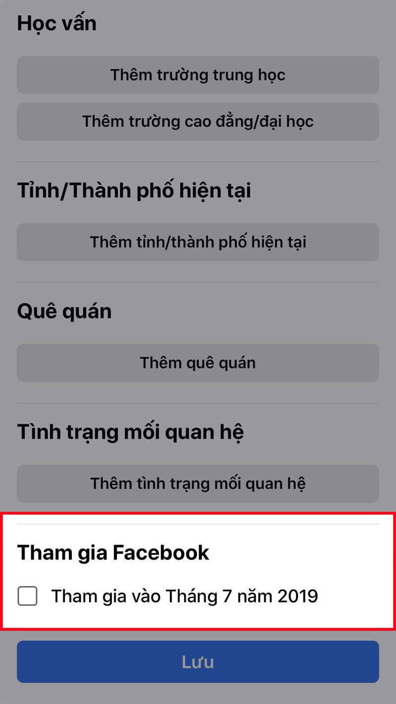 Xem ngày tham gia Facebook