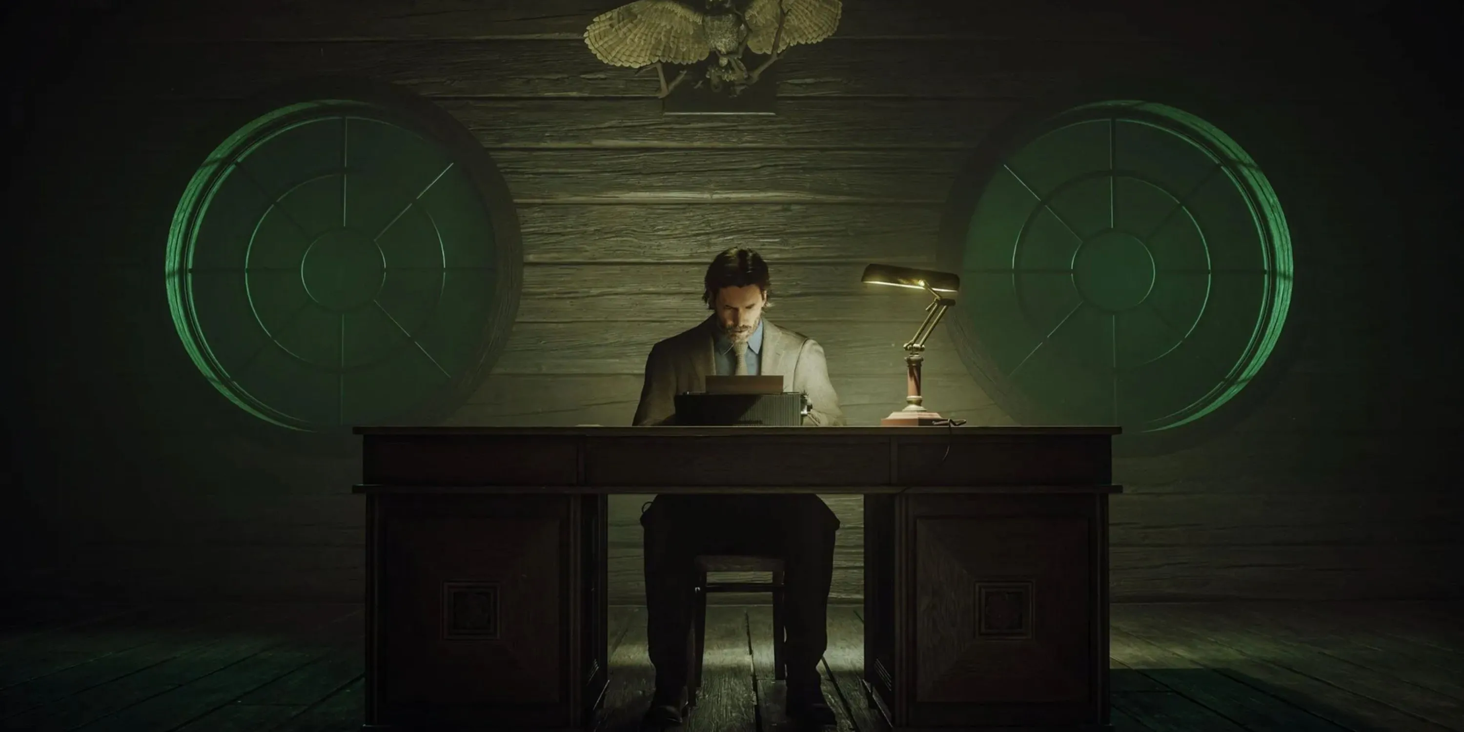 Alan Wake và Saga Anderson trong khung cảnh tăm tối của Alan Wake 2