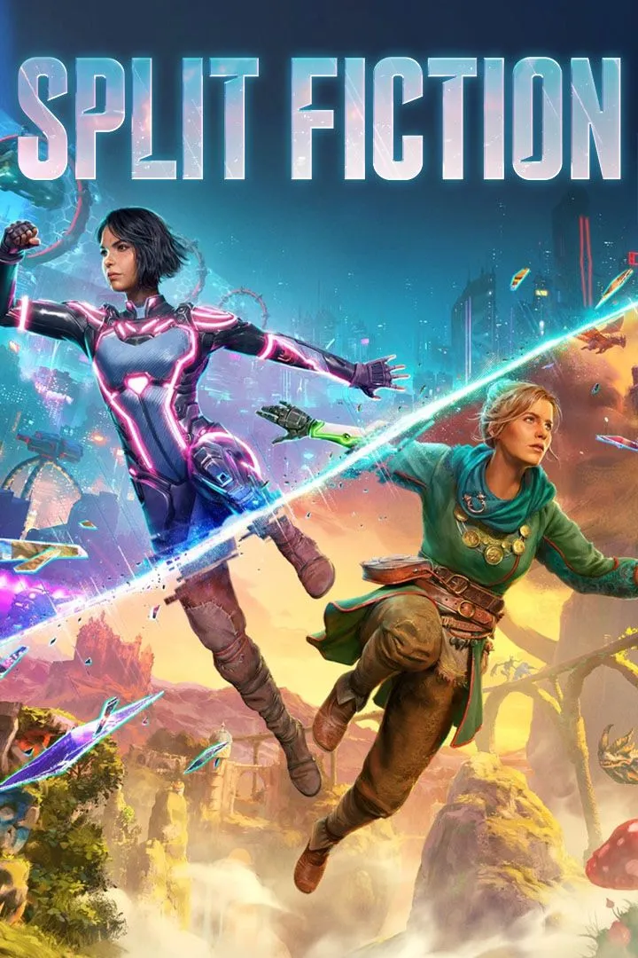 Ảnh bìa chính thức của game co-op Split Fiction do Hazelight Studios phát triển và EA phát hành