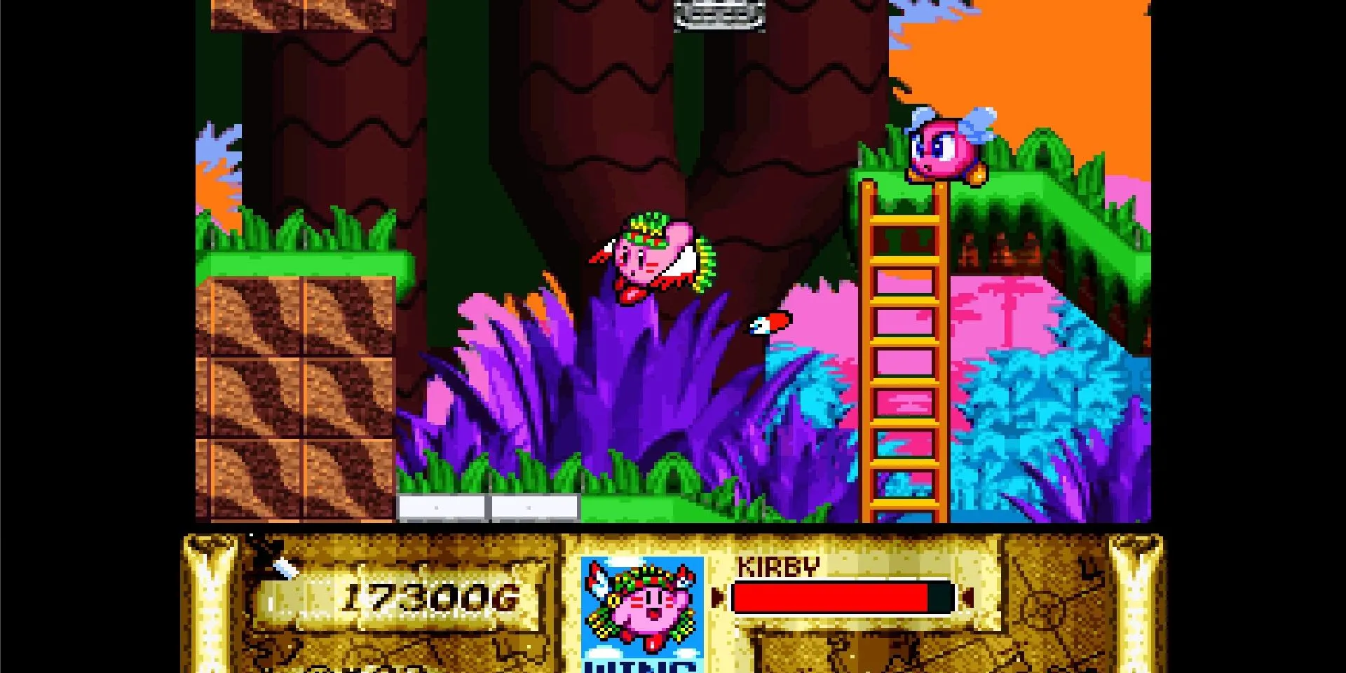 Ảnh chụp màn hình Kirby Super Star với màn chơi Great Cave Offensive
