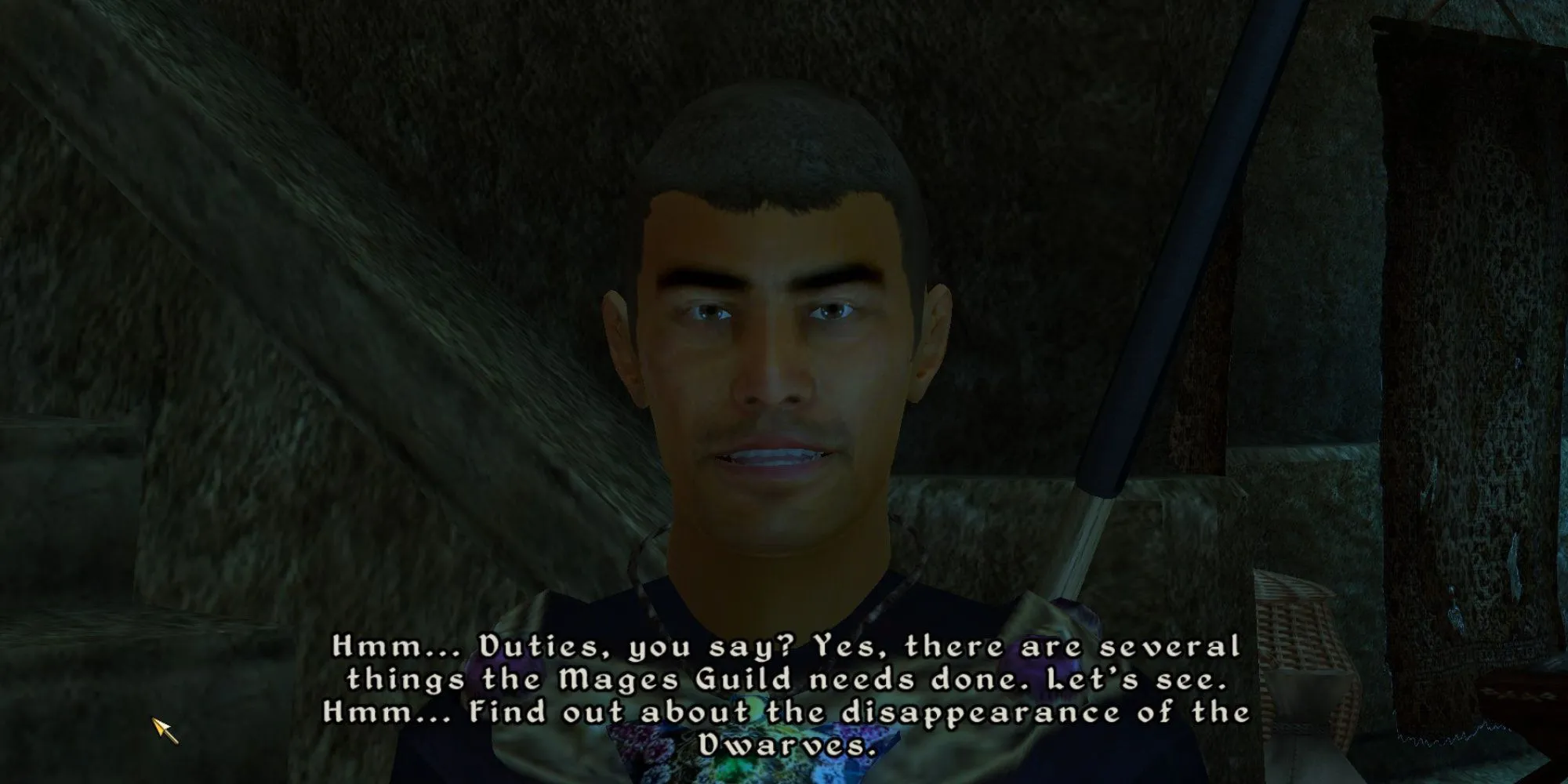 Archmage Trebonius Artorius của Mages Guild Morrowind giao nhiệm vụ khám phá bí ẩn về sự biến mất của người Dwemer