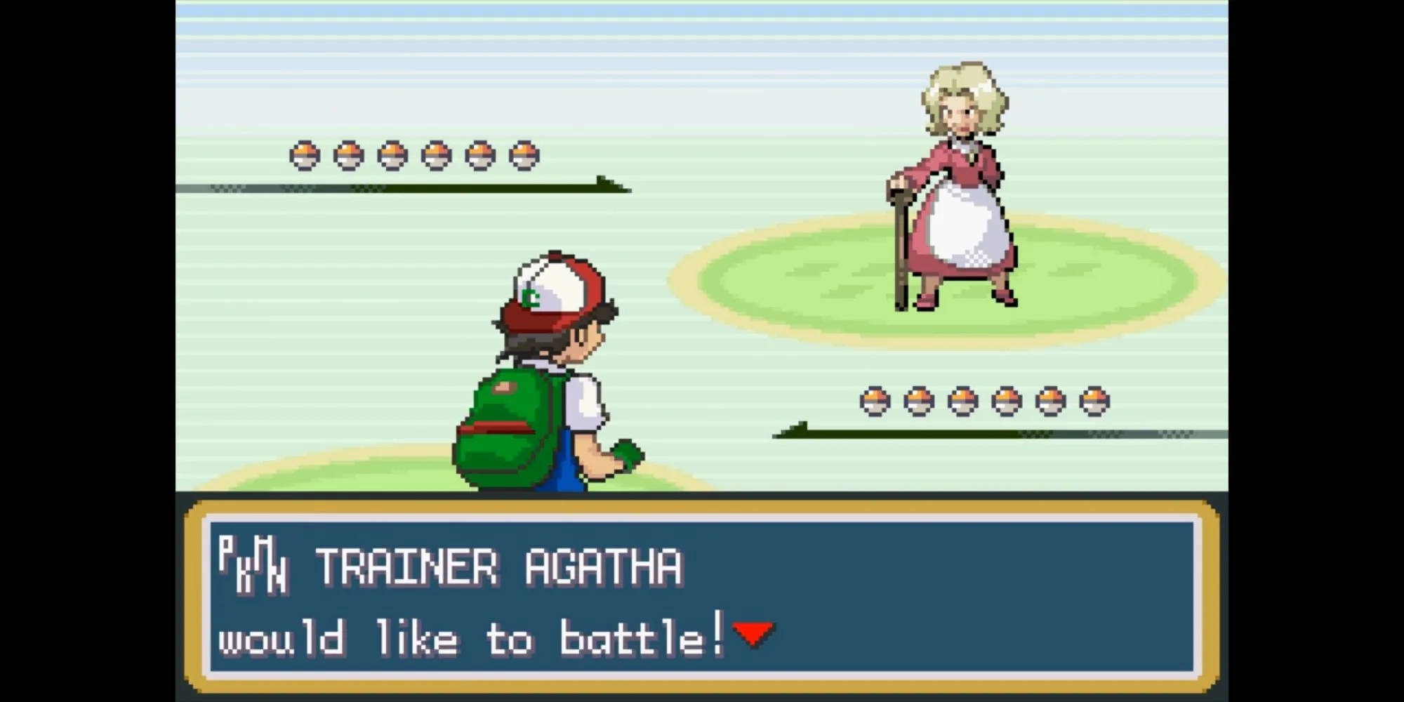 Ash chiến đấu với Tứ Thiên Vương Agatha và đội Pokémon hệ Độc/Ma của bà ta trong Pokémon Ash Gray