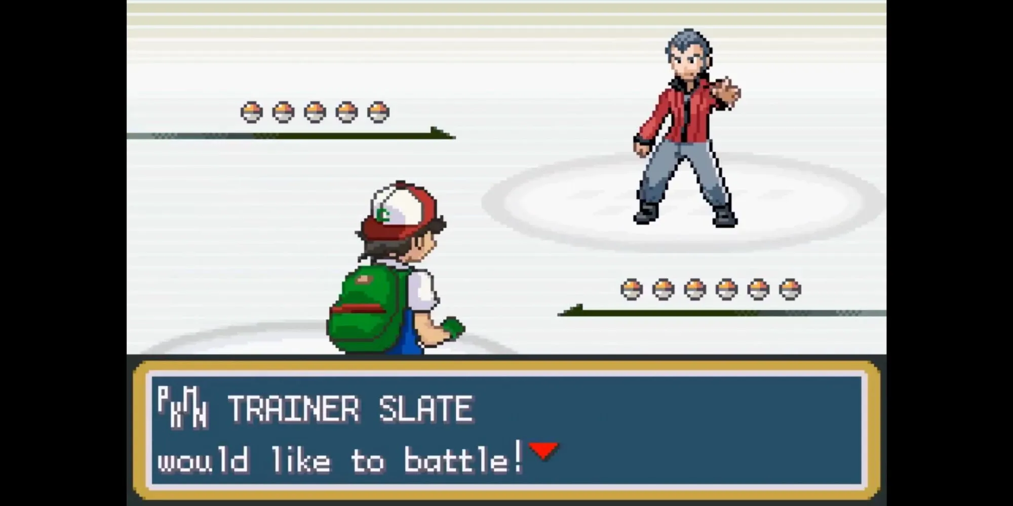 Ash trong trận đấu cuối cùng với Nhà Vô Địch Slate để giành lấy danh hiệu Pokémon Champion trong Pokémon Ash Gray
