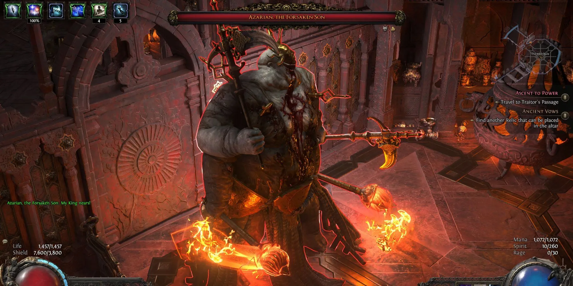 Azarian, The Forsaken Son đang thi triển kỹ năng lửa trong Path of Exile II Hồi 2