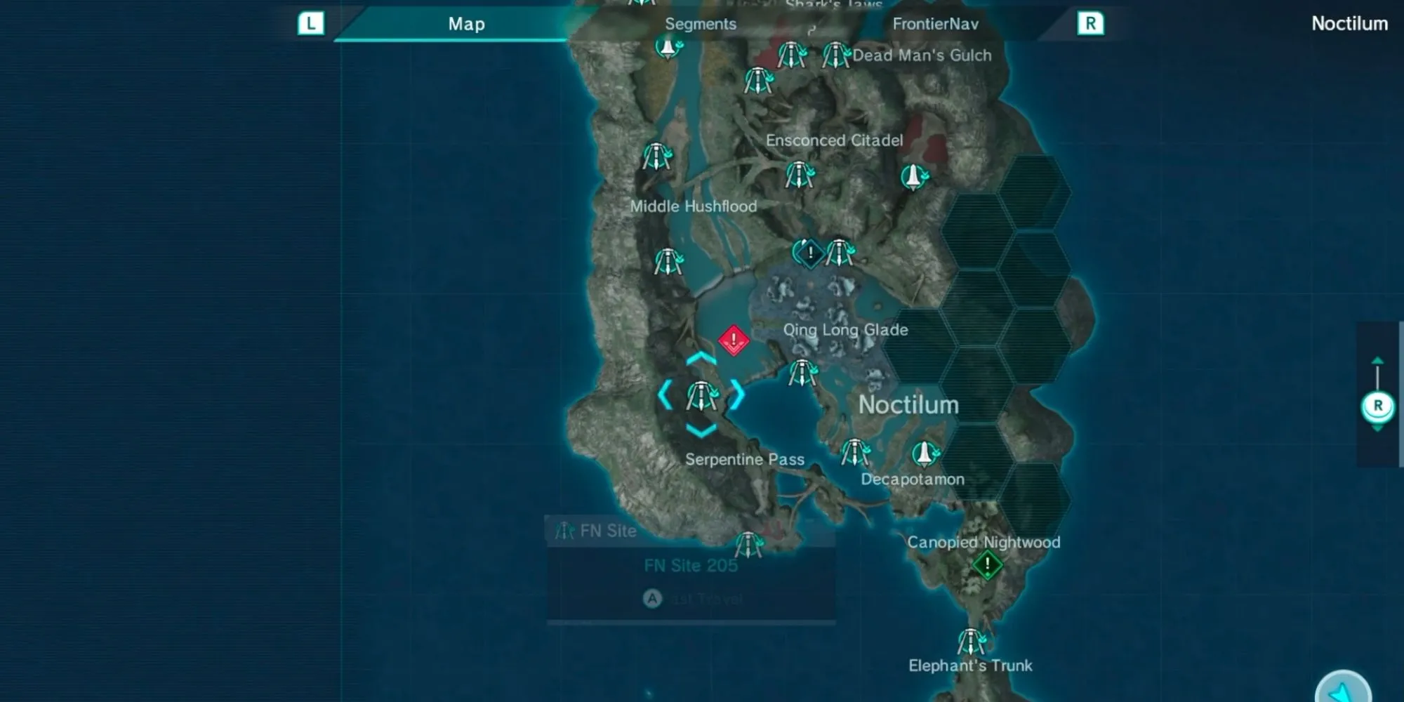Bản đồ rộng lớn của hành tinh Mira trong Xenoblade Chronicles X với vô số điểm khám phá