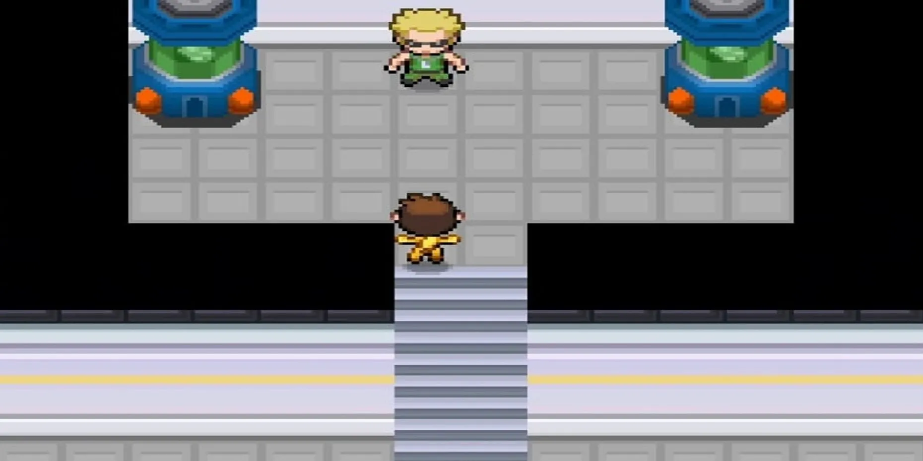 Bên trong nhà thi đấu Vermilion City sau khi vượt qua thử thách, trước trận đấu với Lt. Surge trong Pokemon Infinite Fusion