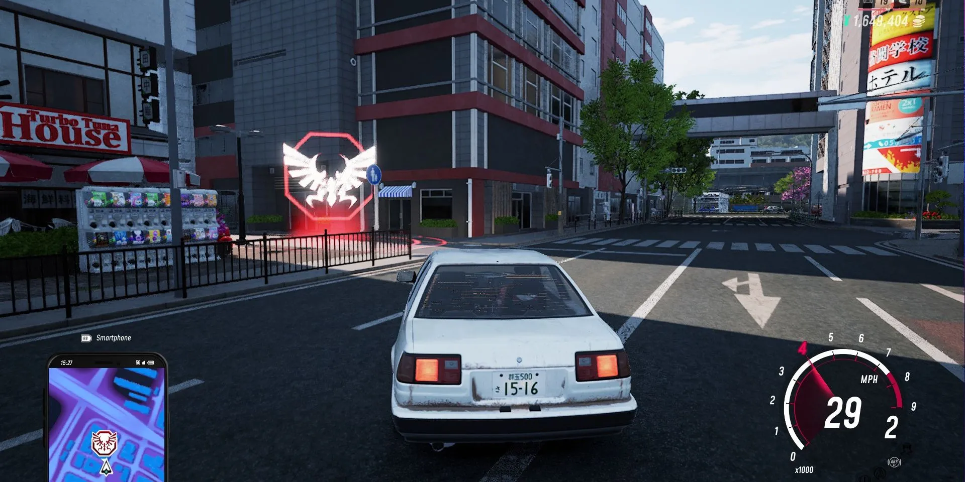 Biểu tượng điểm nhiệm vụ hiển thị trong thế giới mở JDM Japanese Drift Master