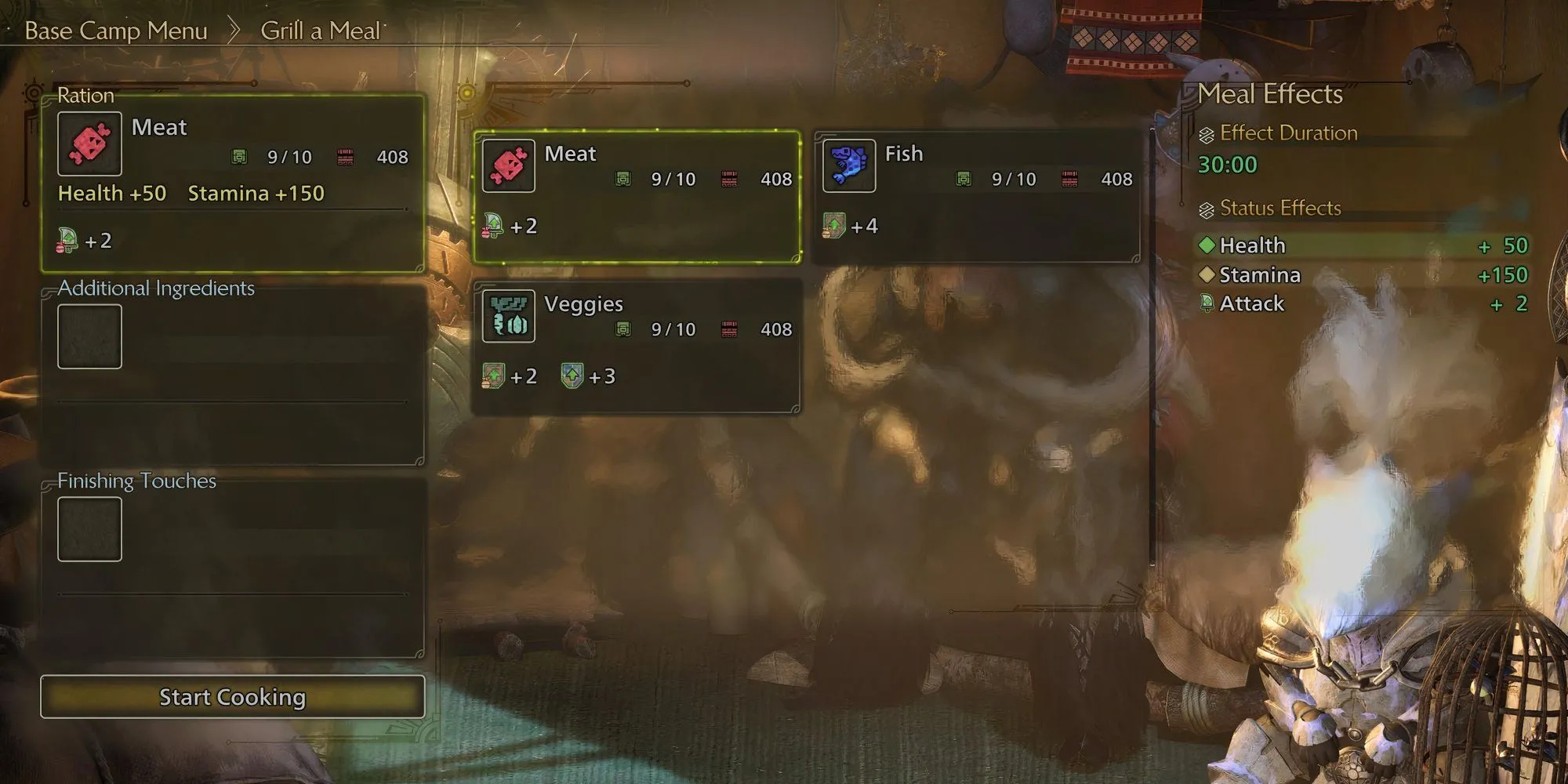 Các loại Khẩu phần (Rations) cơ bản trong Monster Hunter Wilds dùng để chế biến món ăn