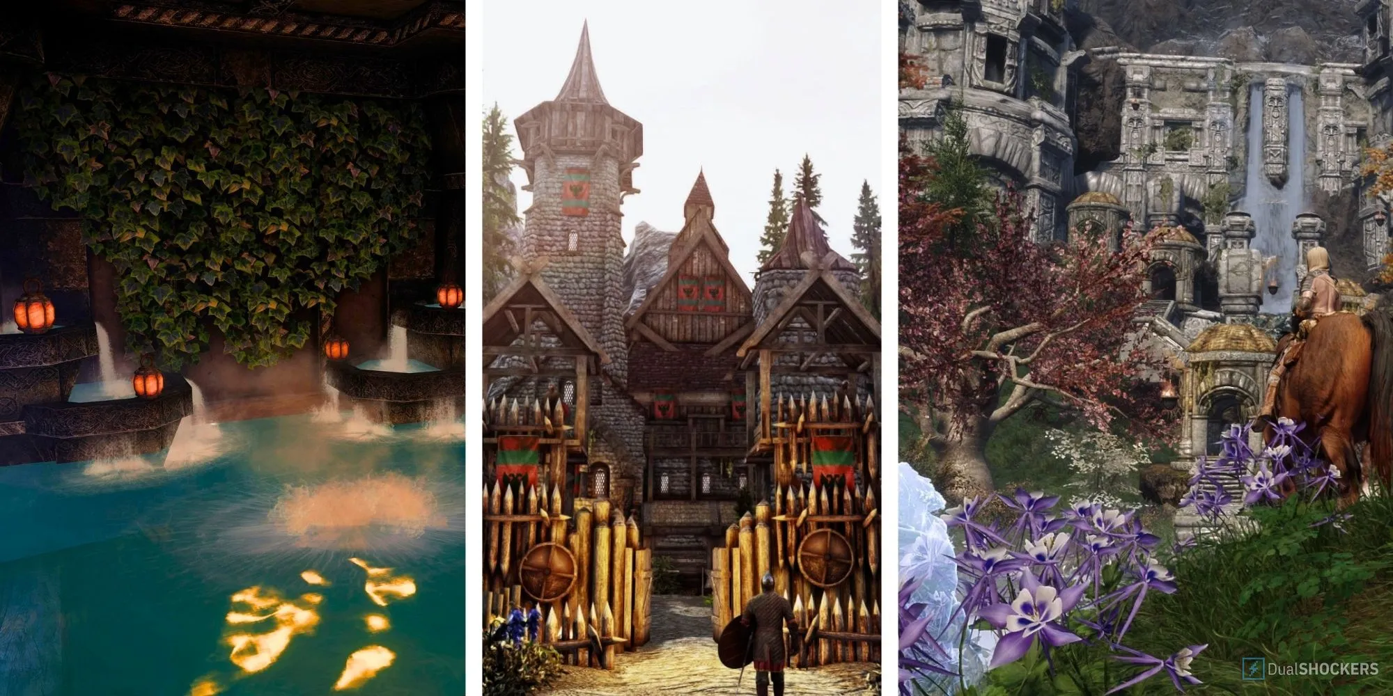 Các mod nhà cửa đẹp mắt trong Skyrim với lâu đài và thác nước