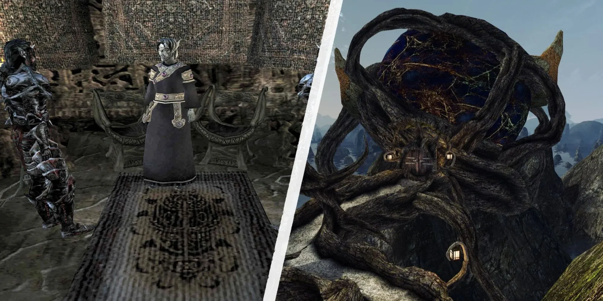 Các pháp sư quyền lực của House Telvanni hội họp tại nhà hội đồng ở Sadrith Mora, Morrowind