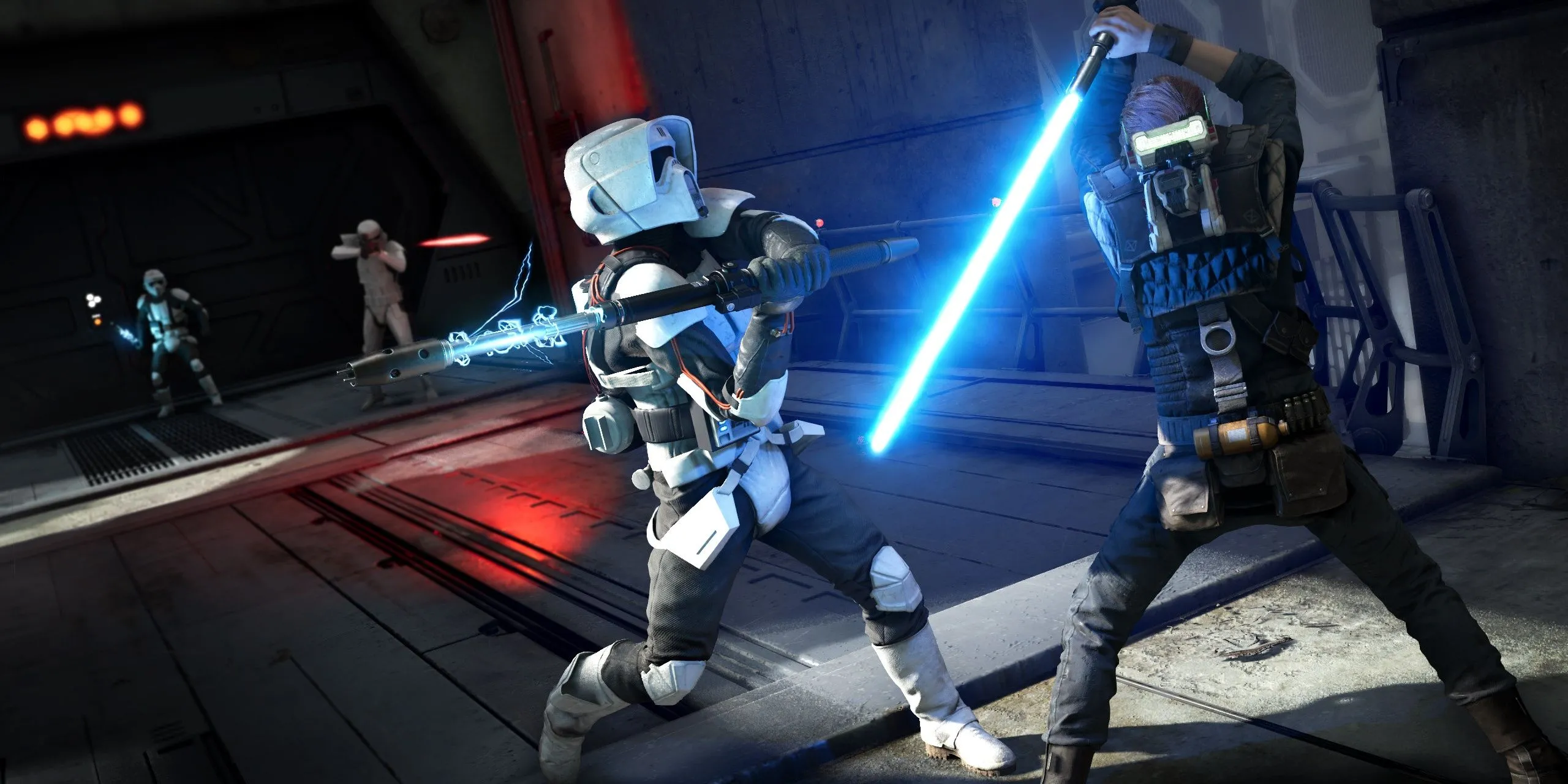 Cal Kestis đối đầu với một Stormtrooper trong Star Wars Jedi: Fallen Order