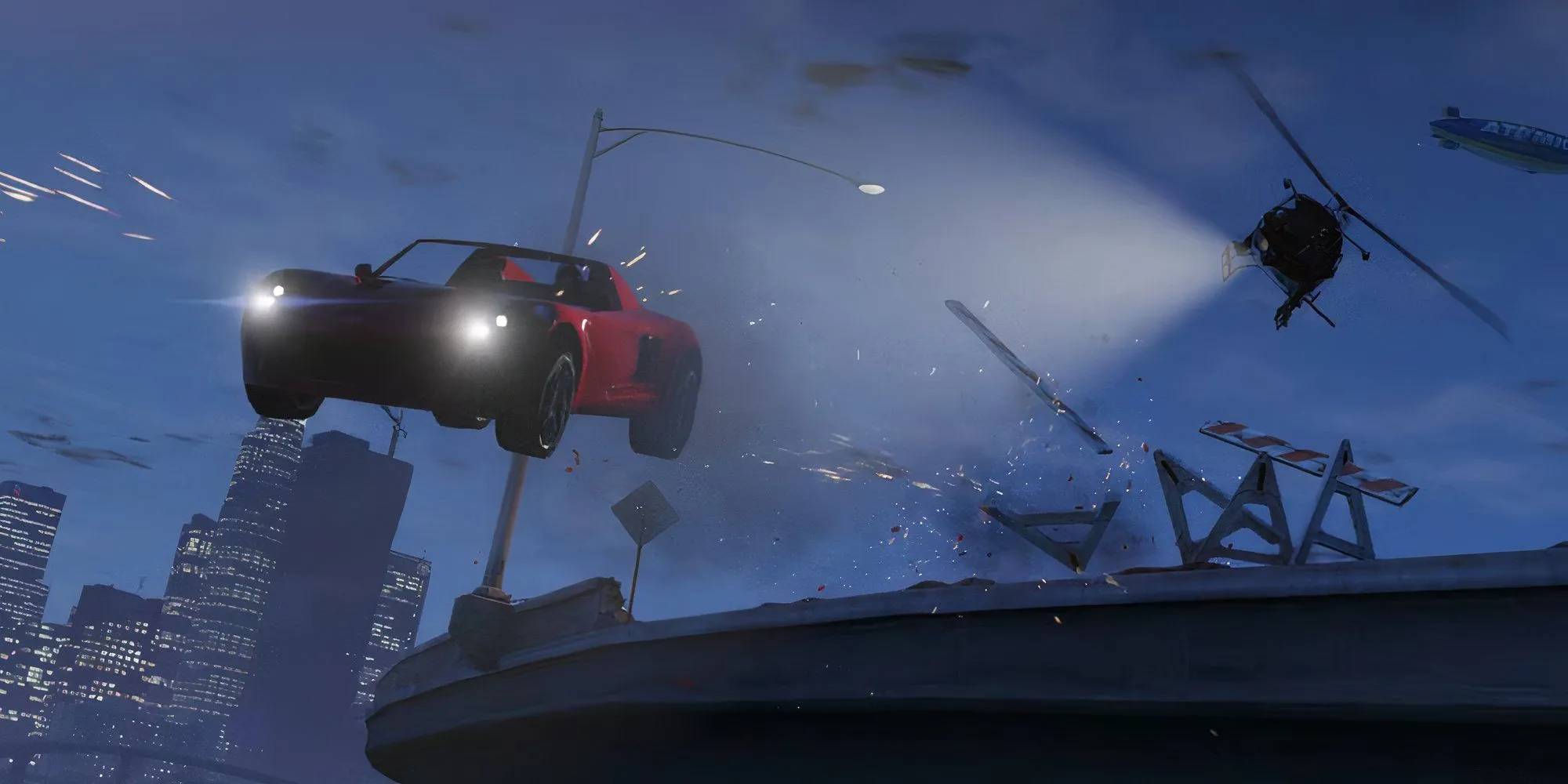 Cảnh rượt đuổi xe tốc độ cao đầy kịch tính trên đường phố Los Santos trong GTA 5