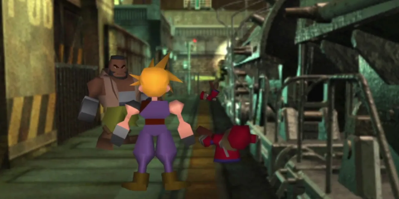 Cloud Strife nhìn về phía lò phản ứng Mako trong Final Fantasy VII