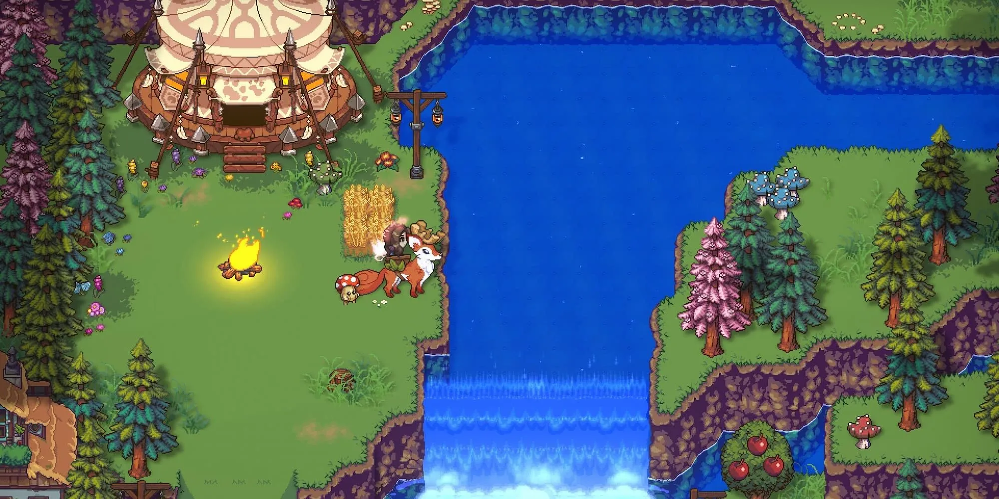 Cưỡi một sinh vật huyền bí trong Sun Haven, game nông trại giả tưởng với đồ họa pixel