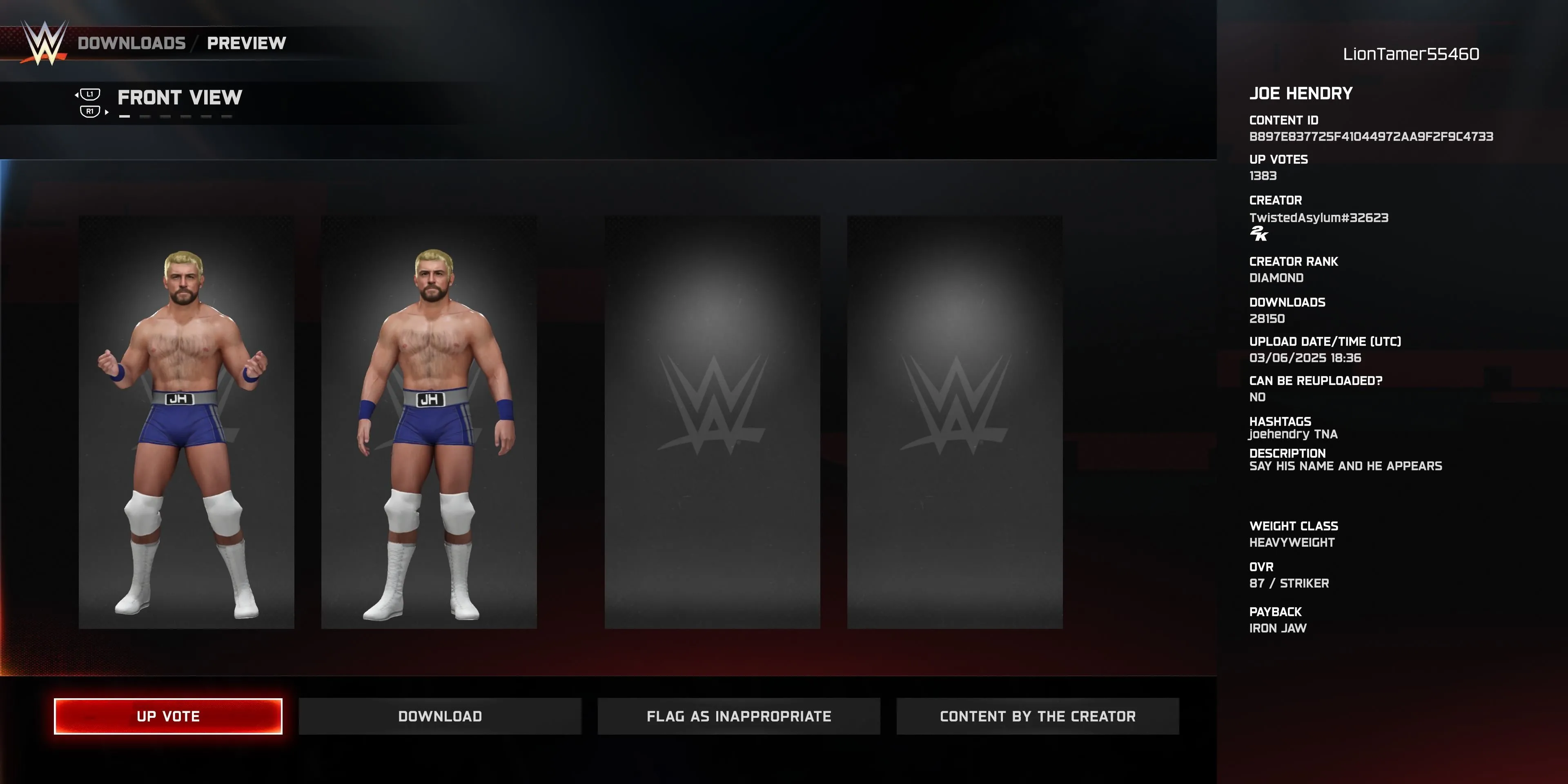 Đô vật tự tạo Joe Hendry trong WWE 2K25
