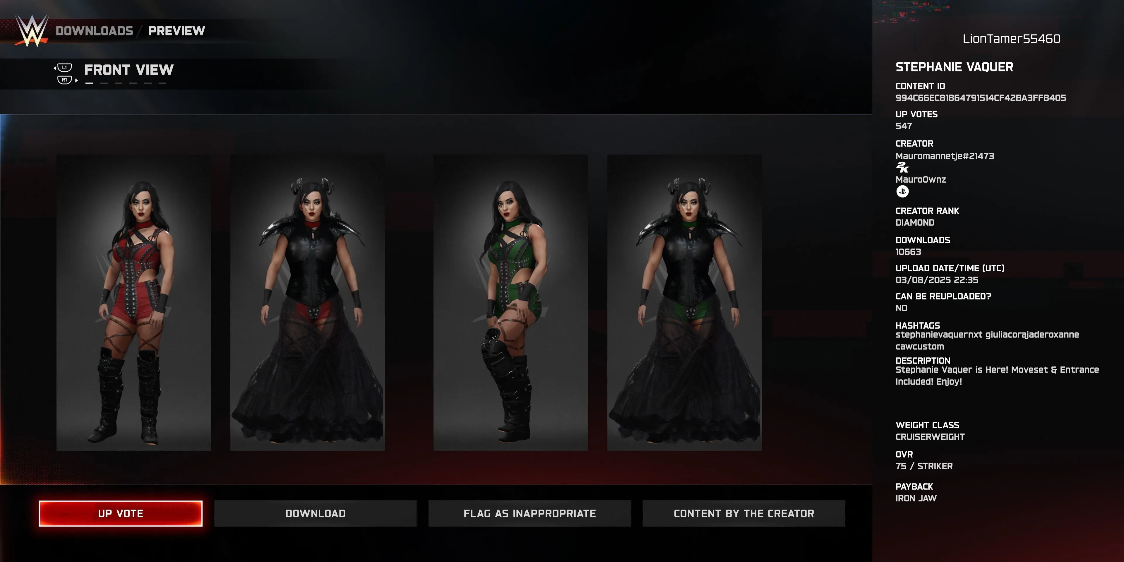 Đô vật tự tạo Stephanie Vaquer trong WWE 2K25
