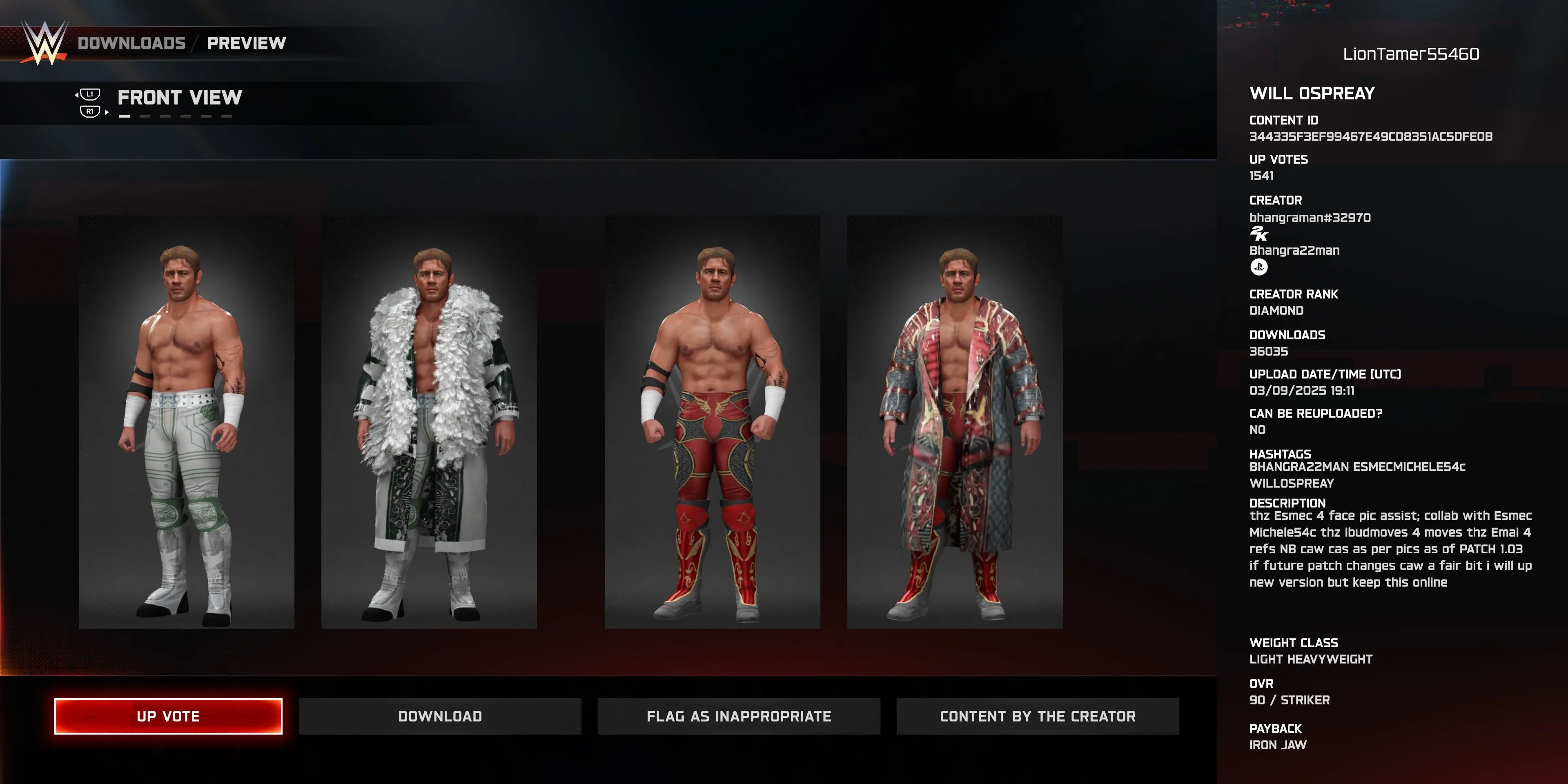 Đô vật tự tạo Will Ospreay trong WWE 2K25