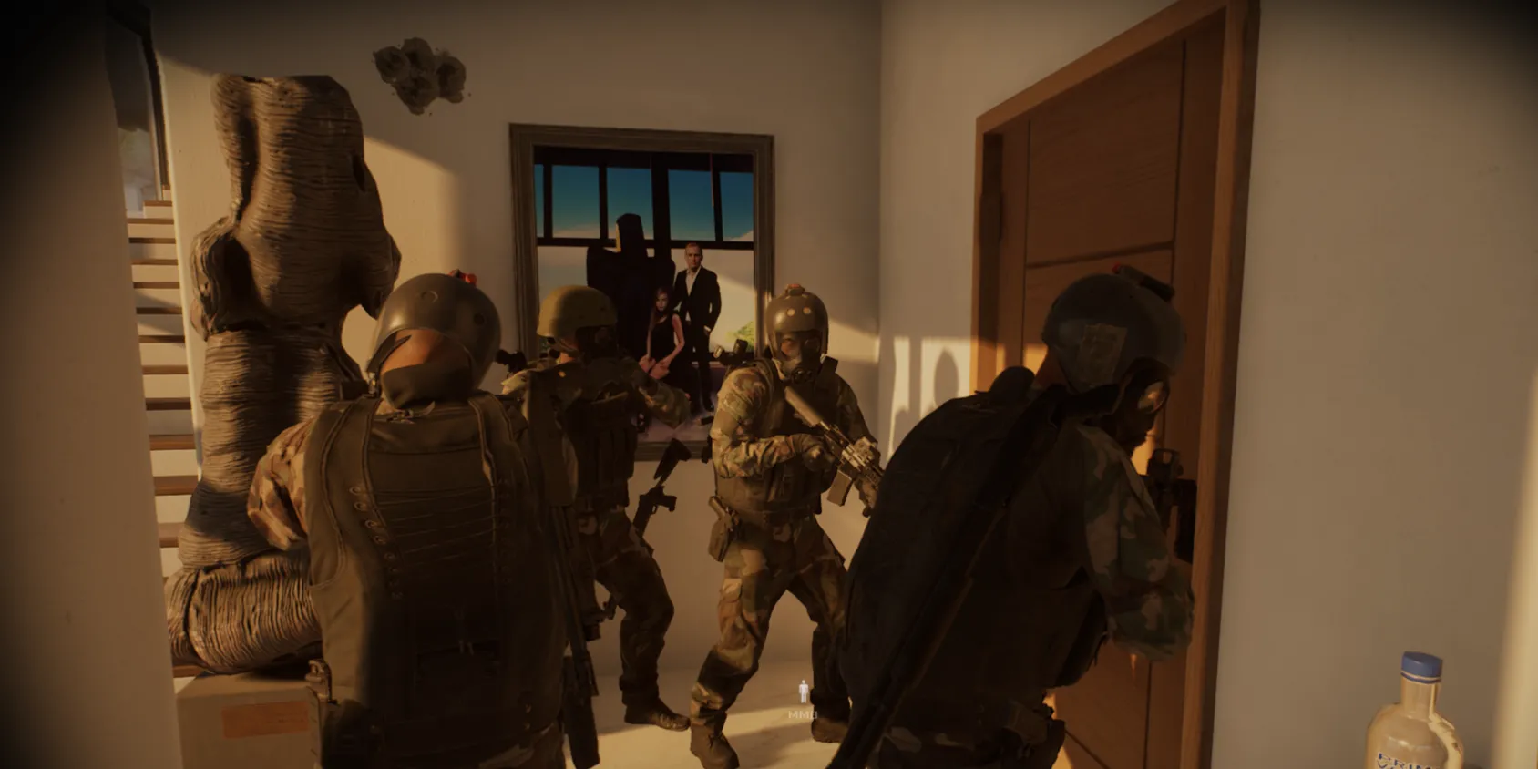 Đội SWAT đang phá cửa xông vào một căn phòng trong game Ready Or Not