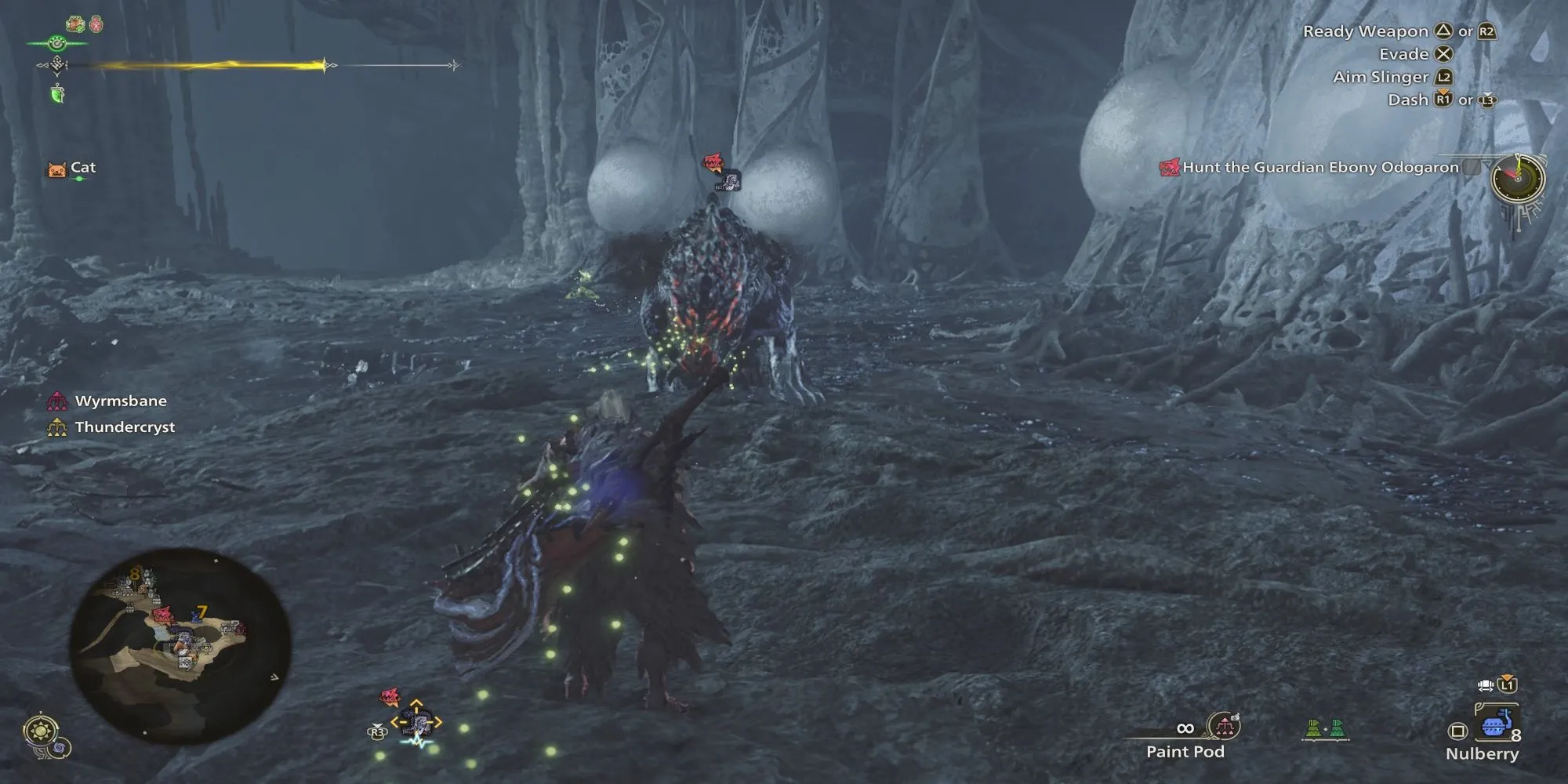 Ebony Odogaron trong Monster Hunter Wilds với bộ lông đen và đỏ, đang gầm gừ