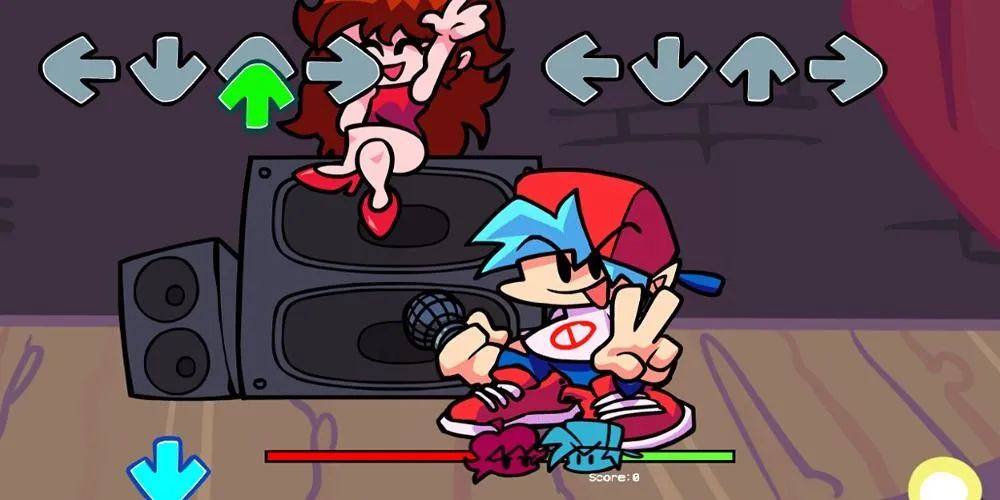 Gameplay Friday Night Funkin trên Poki Games với các mũi tên nhịp điệu