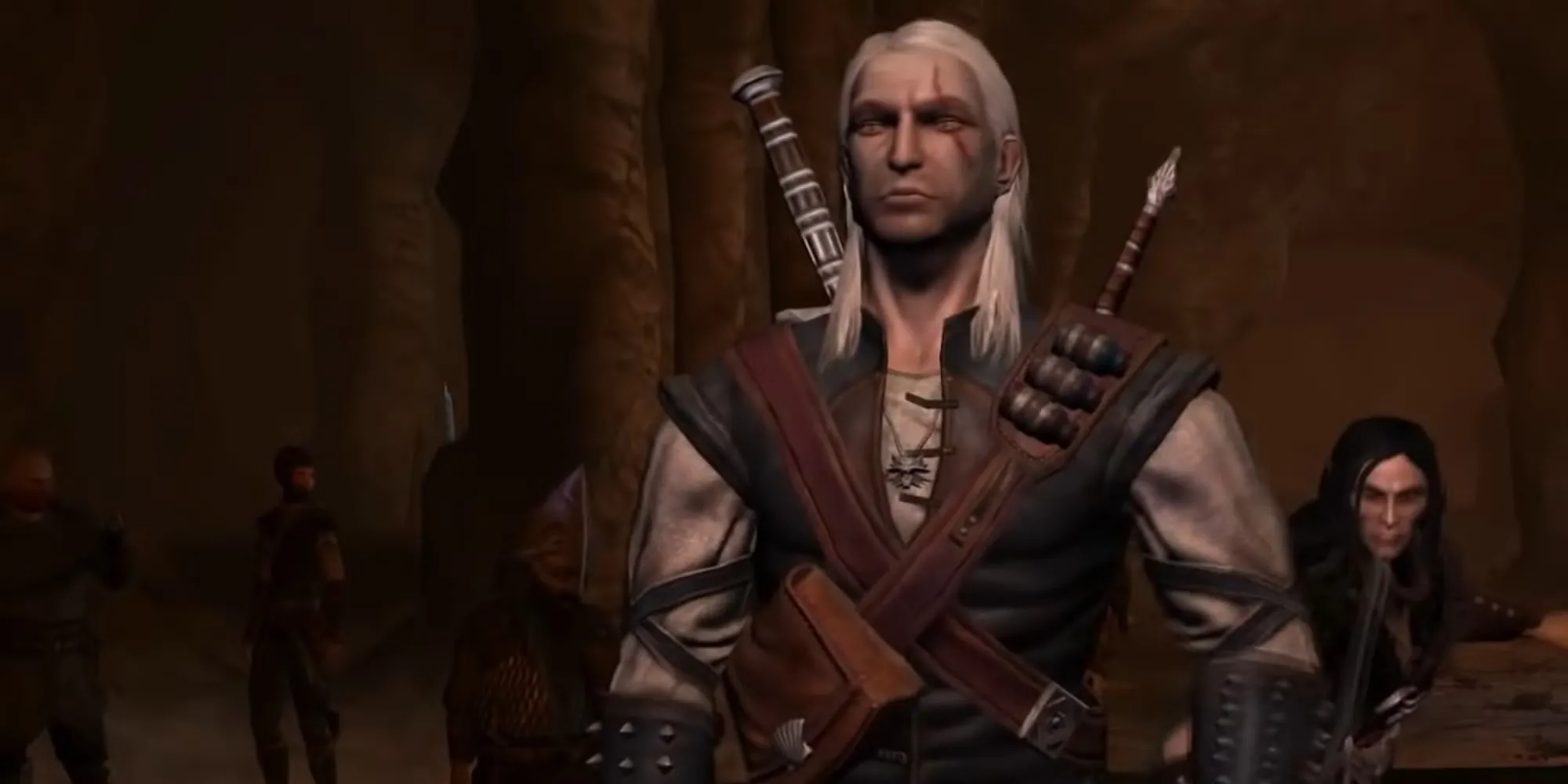 Geralt trong The Witcher 1 với đồ họa và giao diện cũ kỹ
