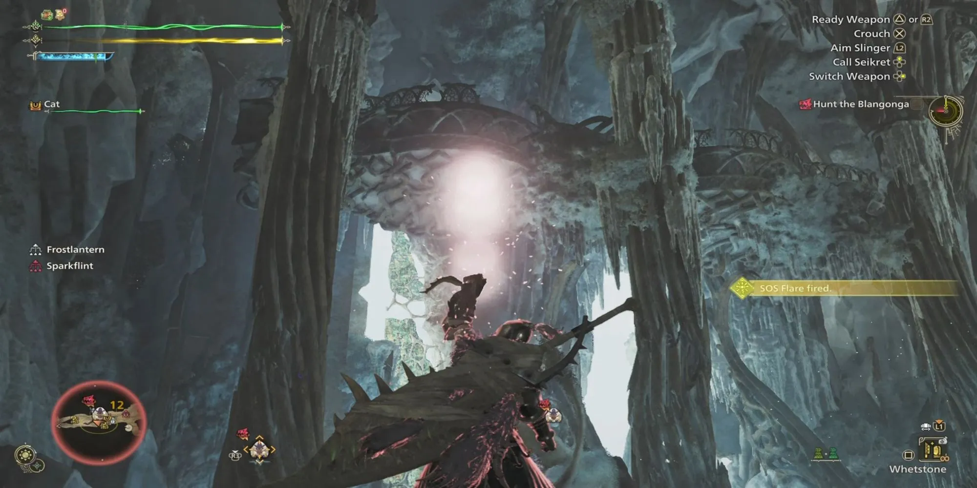 Giao diện bắn pháo hiệu SOS trong Monster Hunter Wilds để kêu gọi sự trợ giúp từ người chơi khác