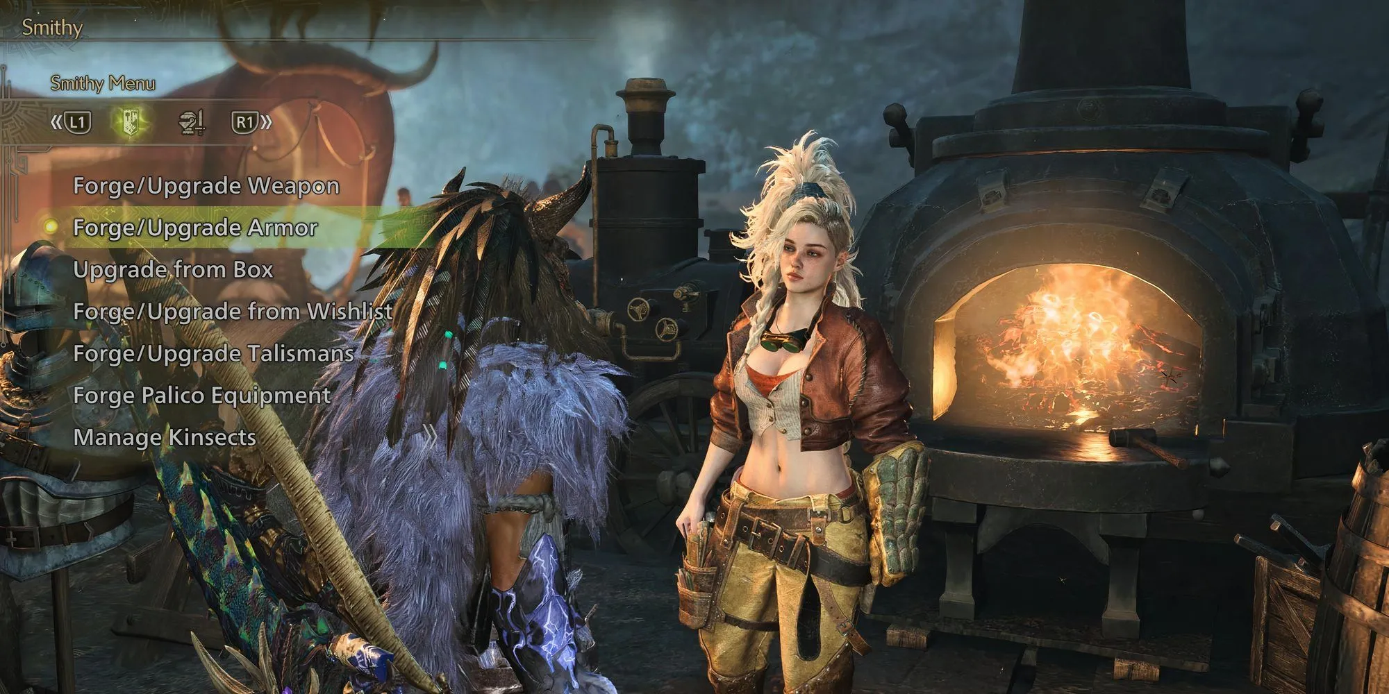 Giao diện nâng cấp kỹ năng vũ khí trong Monster Hunter Wilds với các slot Decoration